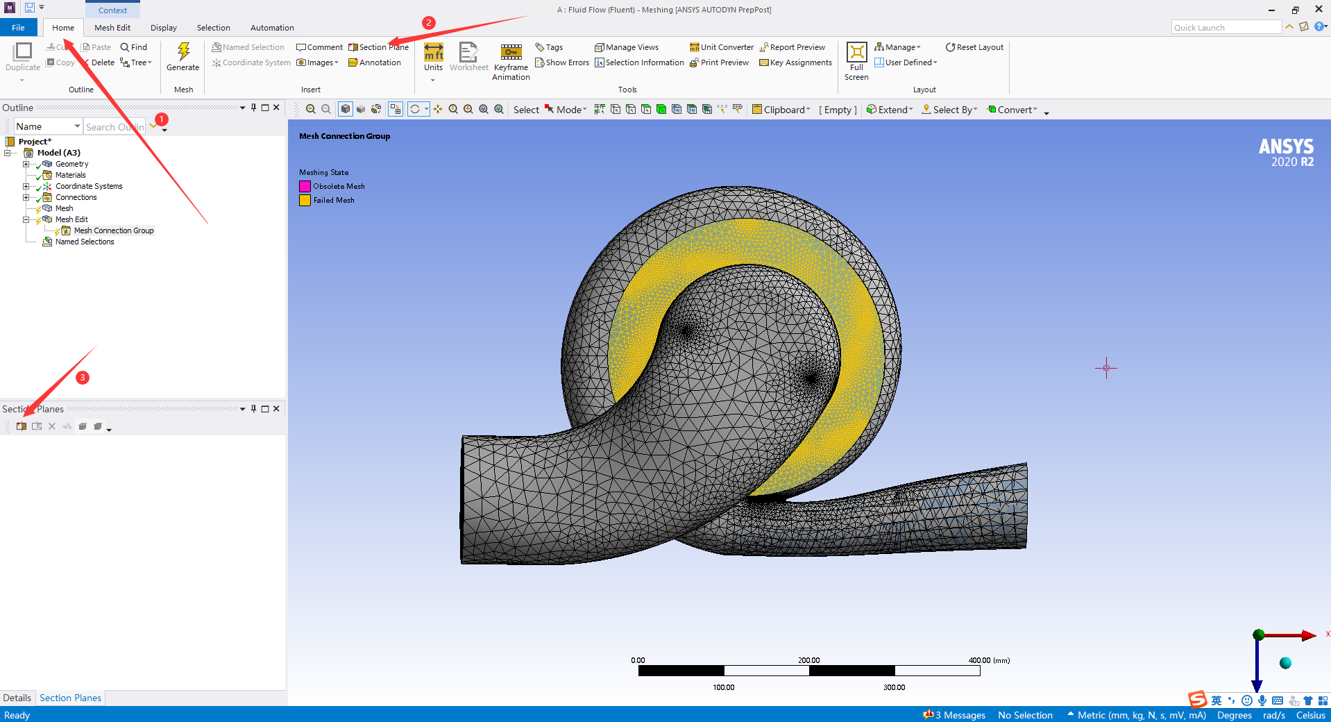 Ansys mesh中怎么创建切面查看网格